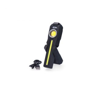 Linterna frontal EDM recargable led cob redonda 200lm + con frontal 200lm + spot superior 50lm