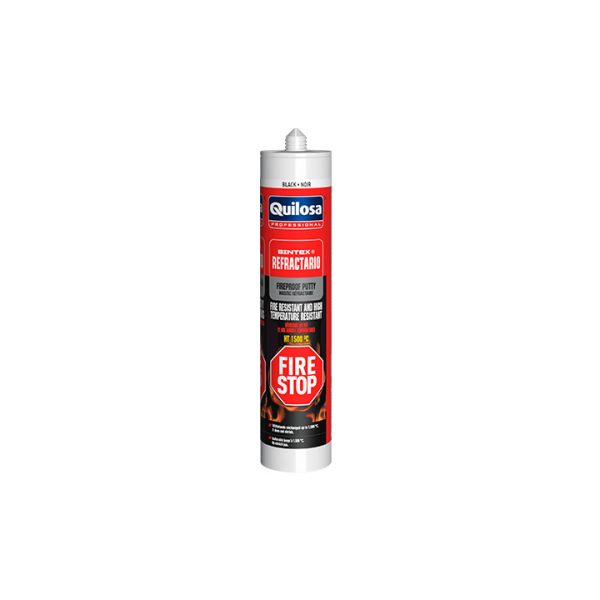 Masilla refractaria Quilosa Sintex resistente altas temperaturas color negro 300 ml