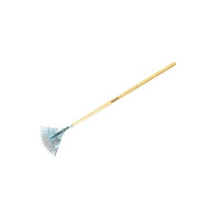 Escoba ajustable púa plana para limpieza de césped con mango madera FSC Bellota