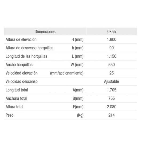 Apiladora manual Imcoinsa 1.000 kg 0X55 - Imagen 3