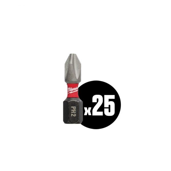 Caja de puntas de impacto Shockwave Milwaukee PH2 x 25mm ( 25 unidades ) 4932 4308 53 - Imagen 2