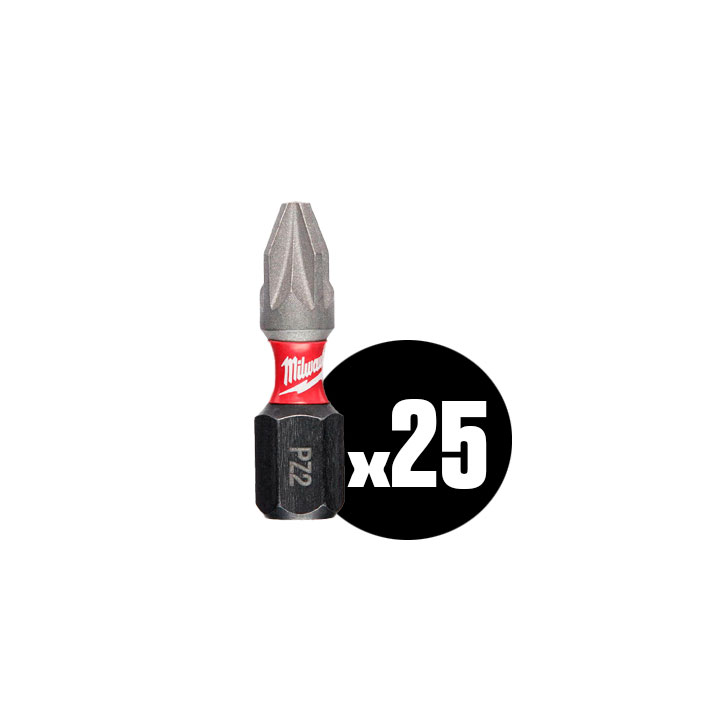 Caja de puntas de impacto Shockwave Milwaukee PZ2 x 25mm ( 25 unidades ) 4932 4308 64 - Imagen 2