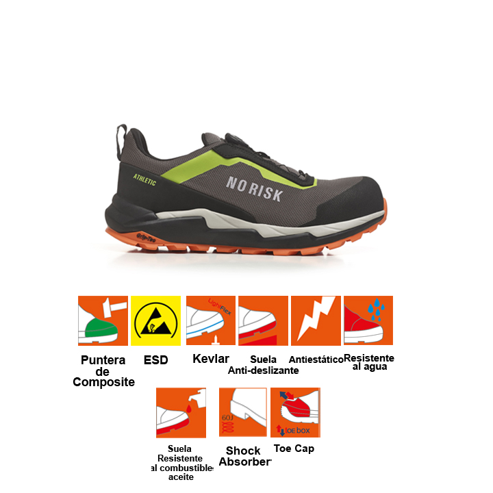 Zapato Norisk Athletic Low Fls Orange and Green - Imagen 5
