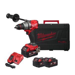 Pack Taladro percutor Milwaukee M18 Fuel One-Key M18 ONEPD3-502X + 2 baterías M18 5.Ah + Cargador rápido multivoltaje  + maletín