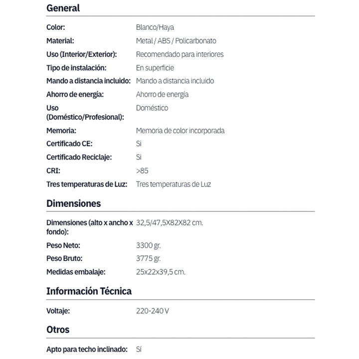 Ventilador de techo DC 36w PARAMO blanco-haya 3 aspas 82d 3000k,4500k,6000k, c.remoto, memoria y temporizador - Imagen 5