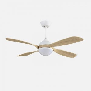 Ventilador de techo DC LIVORNO blanco-haya 30w 3250lm 132d 4aspas 3000k,4500k,6000k, control remoto, temporizador, memoria