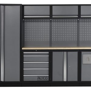 Conjunto de taller Alyco 4 módulos con encimera de madera